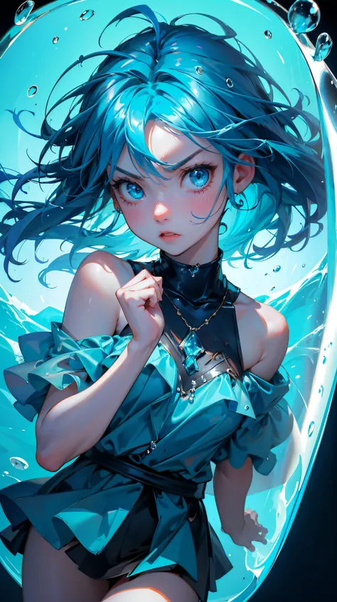 A cute girl with angry emotions on face, girl stuck in blue water ice tube an angry girl has its head sticking out from under some ice drops. He has thrown his hands up as if someone had stuck him there. The word "Stuck Transaction" appears at the bottom ...