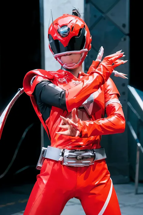 "Enjoy a visual feast as you witness the astonishing transformation of SPD power ranger suit of armor, helmet,, a being of unparalleled strength and captivating aura. With brilliant short-cut black hair and red eyes penetrating, this energetic person will ...