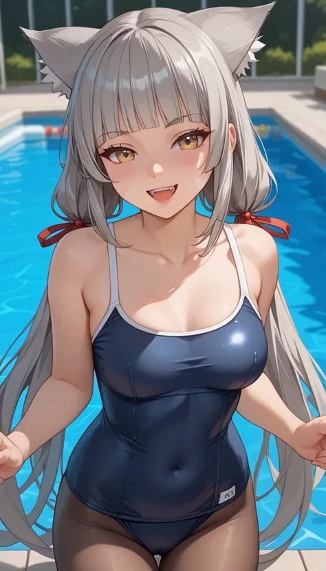 score_9, score_8_up, score_7_up, source_Anime Top Quality、8k、 masterpiece、Ultra-fine、 natural light、perfect anatomy、 Completely、beautiful eyes、 highlights、One Woman、baby face:1.5、medium chest、Saggy Breasts、blDnia , cat ears, grey hair, low twintails, very...