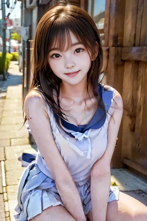 1 female, high definition, masterpiece, 最high quality, high quality, high detail, summer white very detailed, textured skin, ultra high definition,  Japanese women、Aperture F2.8, door  ,, portrait photo,  20th generation, anatomically accurate,、 photo qual...