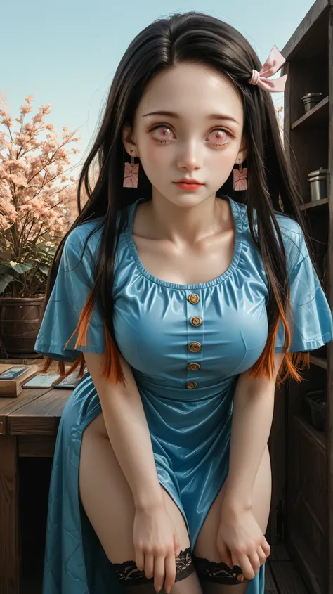 punctuation_9, punctuation_8_arriba,sharp focus,, absurdres, highres,  illustration,


me_facing,1girl, kamado nezuko, Kimetsu no Yaiba, pink eyes, black hair, brown hair,  two-tone hair , forehead, ,At the wooden table ,should be on all fours showing her ...