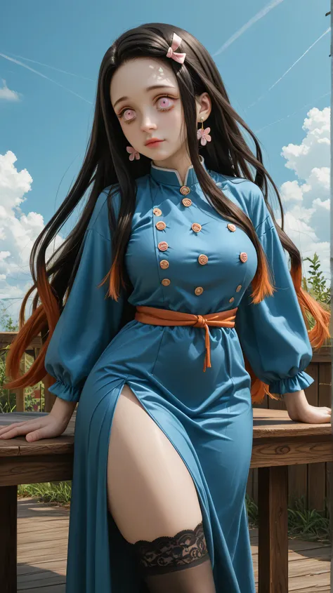 punctuation_9, punctuation_8_arriba,sharp focus,, absurdres, highres,  illustration,


me_facing,1girl, kamado nezuko, Kimetsu no Yaiba, pink eyes, black hair, brown hair,  two-tone hair , forehead, ,At the wooden table ,should be on all fours showing her ...