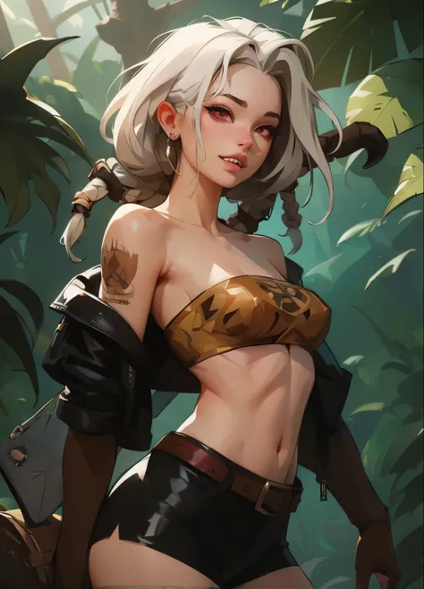 masterpiece, HD , great quality, very aesthetic, absurd, high contrast , high color palette , light glare ,Latest ,2.5D,volumetric lighting, Sweet, jung, 1 girl, aztekisch, round face, slanted eyes, Chemale Lips, small breasts, red eyes,athletic body, a...