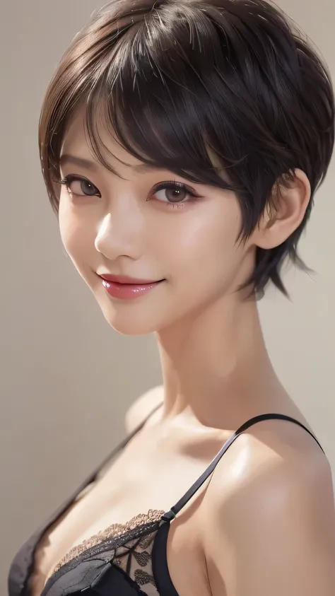  very detailed,  masterpiece ,  top quality , (( photorealistic facing y:1.4)), ((skinny body:1.5、 long face:1.2))、(((lavender and black lace underwear)))、(Super slim body)、 40 year old Japanese woman , detailed faces ,   Detailed Eyes  、((makeup、lipstick)...