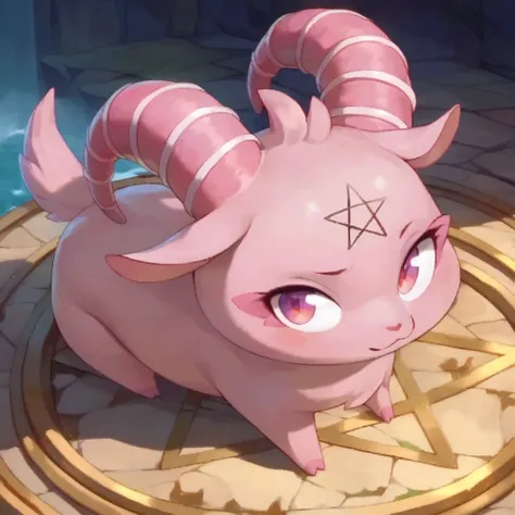 [New* Model Released] [🐑] - masterpiece, masterful, mythic, mythical, best quality, high quality, beautiful, anime, color, solo, male, GrimV2, animal, chibi_creature, small, pink furs, pentagram on forehead, short_snout, large pupil, 