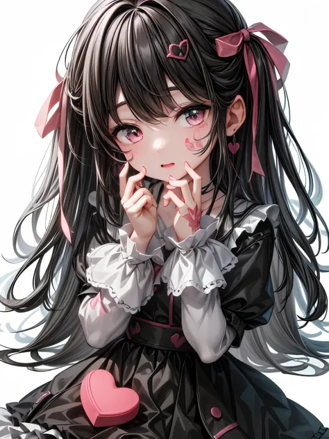8k, pink adhesive plaster, pink lipstick, Sickly cuteいい, holding a bear, whole body, Front view, eight years old, cute face, sitting on the ground, an image of a girl, in the style of subtle color palette, oshare kei, deformed character, whole body, cute, ...