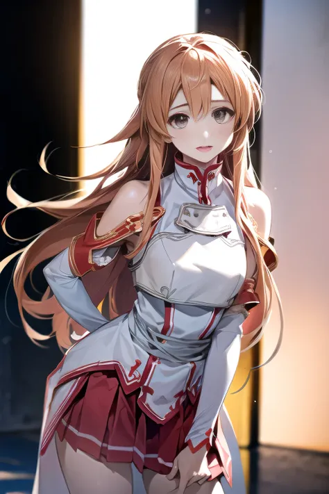 one Japanese woman, Very small breasts, bending forward, Artistic, reality, cute, is ashamed, Overlooking, Point of view on the verge of touching the subject, Close-up, Yuuki Asuna