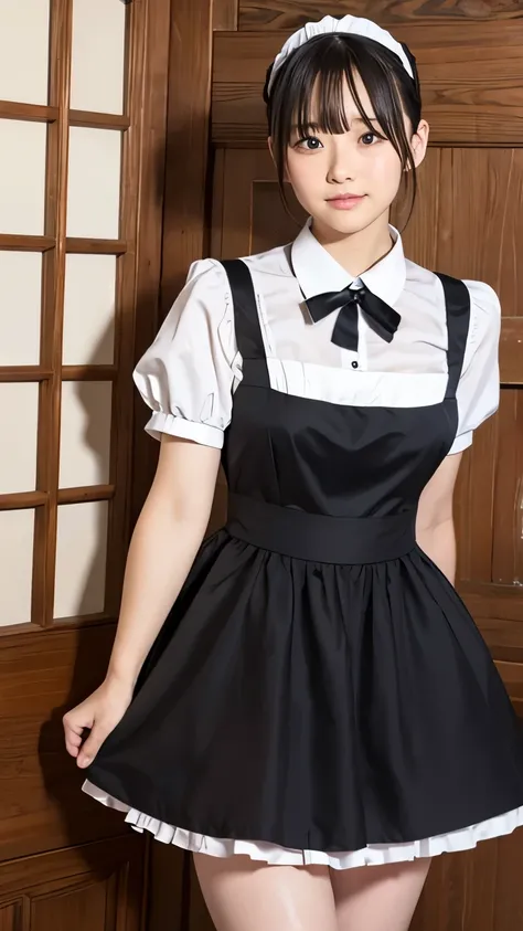 wearing maid clothes　I can see my chest a little