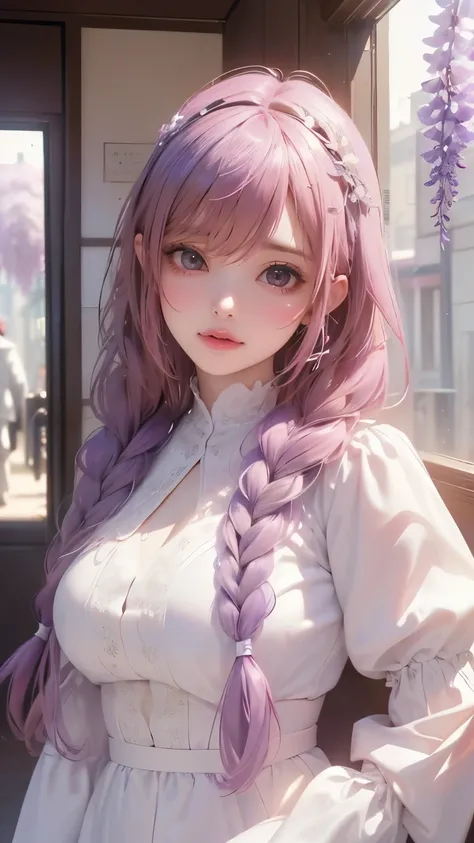 masterpiece},{The best},{(((Finest details)、realistic、 8K Ultra HD、High resolution、(man and woman couple、[lace,Best Quality、masterpiece、official art、Optimal light source、best composition、Super detailed、Very beautiful、16k、Super detailedな目、Wisteria trellis b...