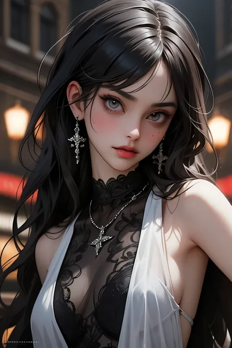 Emo fashion myspace scene woman with Voluminous, choppy hair teased high with jet-black layers streaked in neon pink, heavy eyeliner framing smoky eyes, rebellious and dramatic edge; angled selfie poses with a tilted head, pouty lips, and peace signs, ofte...