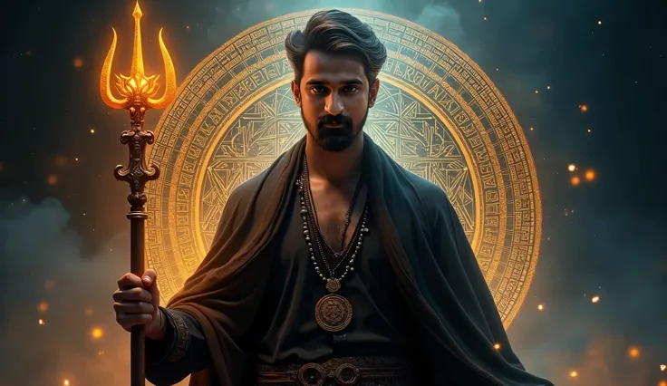 **Bollywood Movie Poster Prompt (Featuring Handsome sagar):** A captivating Bollywood movie poster background with a mystical **Sanskrit manuscript theme**, glowing golden **Sanskrit text** etched onto aged parchment-like textures, radiating an ethereal li...