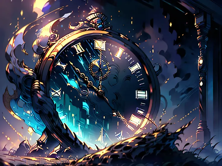 Time Clock Broken (Very Rare — Arcane Relic)
 Aparência: A gold pocket watch with cracked glass, whose pointers move erratically. When open, a faint silver mist escapes from it, and the ticking sound like a distant echo coming from another reality.