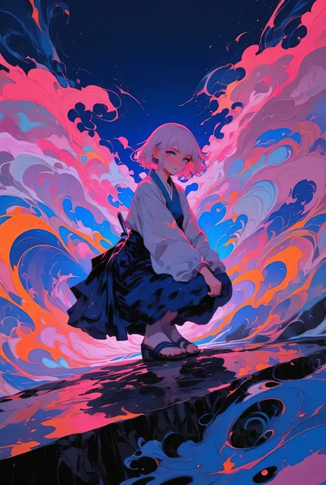 full body,cinematic angle,
1girl, (solo), cool,beautiful,samurai girl,
BREAK
pale pink short hair,beautiful blue eyes,
BREAK
white japanese kimono,perfect clothes,navy hakama,
serious,closed mouth,
(((battoujutsu stance))),dynamic pose,squatting,kneel down...
