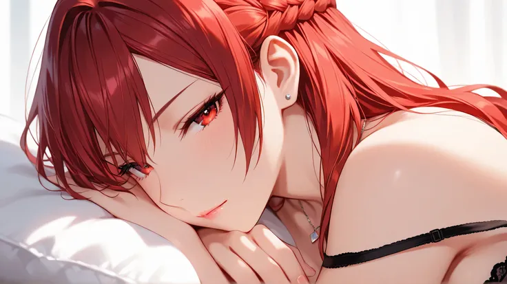 She is cute,
A beautiful anime girl lying flat on her back in bed,
her head resting on a large, soft-looking pillow, with a stuffed teddy bear cub beside her,
sharp focus (1.4), crisp outlines, bold yet delicate lines,
cell-shaded, vibrant harmonize...