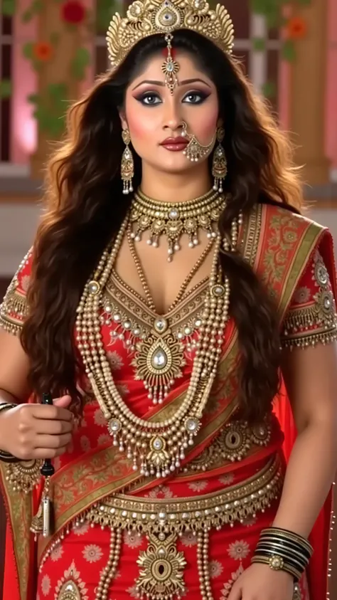 (sexy hot 🥵 devi of Indian, she has very giant with cleavage, sexy long legs, she is sitting on mahishasur thighs side, mahishasur is lying on floor)The image you sent appears to be of Hindu devi of sex love , 40 year old a Hindu goddess known for her sex...
