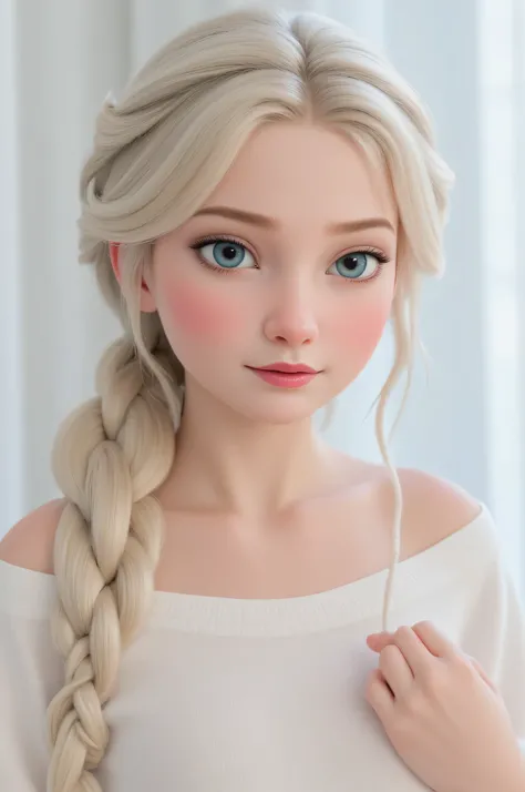 1girl, Solo, High Resolution, Accurate, Anatomically Correct, Best Quality, Detail, High Details, High Quality, white hair, blue eyes, tween, cute, realistic, braid