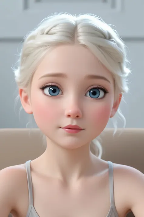 1girl, Solo, High Resolution, Accurate, Anatomically Correct, Best Quality, Detail, High Details, High Quality, white hair, blue eyes, tween, cute, realistic, braid