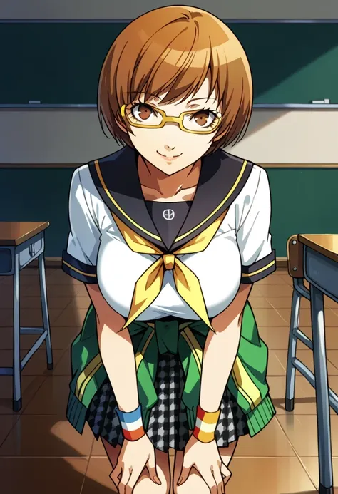 score_9, score_8_up, source_anime
1 girl, solo, cute face,
p4chie, satonaka chie, short hair, brown hair,
p4chie-sumuni, school uniform, serafuku, yasogami school uniform, neckerchief, jacket around waist, pleated skirt, houndstooth skirt, wristbands, mult...