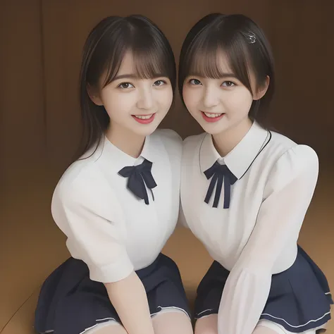 (masterpiece, best quality:1.2), High resolution, 1080P, 8K, 1girl, solo, (((Too beautiful Two zinomy noble lovely succubi idols)) are seated on the viewer's leg and caressing the viewer together. Beautiful face looking down. All the girls are noble, neat,...