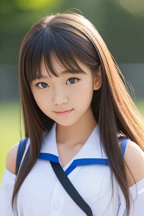 (Head to Shoulders)(A junior high school girl was photographed in front of a white screen)(Her beautiful face was photographed as close as possible)((Mr.々Shoot from a different angle、Enjoy her face))(The perfect face of the most beautiful Japanese junior h...