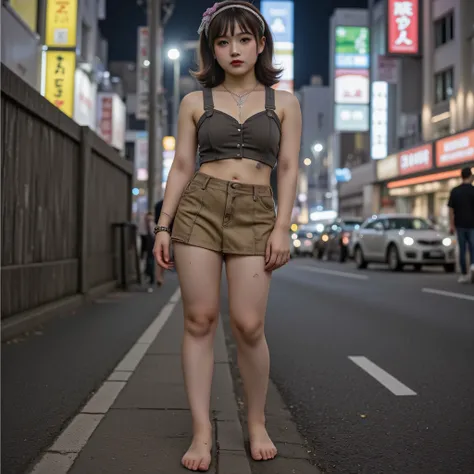Nassefway,
photography, movie, depth of field, realistic skin texture, realistic pictures,
(A girl, Junior Idol, An old girl,  Japanese girl, girl who runs away),
headband, Messy Hair, cute face, Staring at the camera, Full Body, (tattoo),
She's wearing a ...
