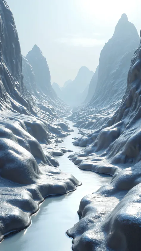 **Prompt:** Imagine a prehistoric Environmental aluminium world scenery where the liquid stream aluminium metal flowing over the prehistoric Environment. Scrap aluminium metallic stones scattered over the aluminium world scenery. Realistic texture depth sc...