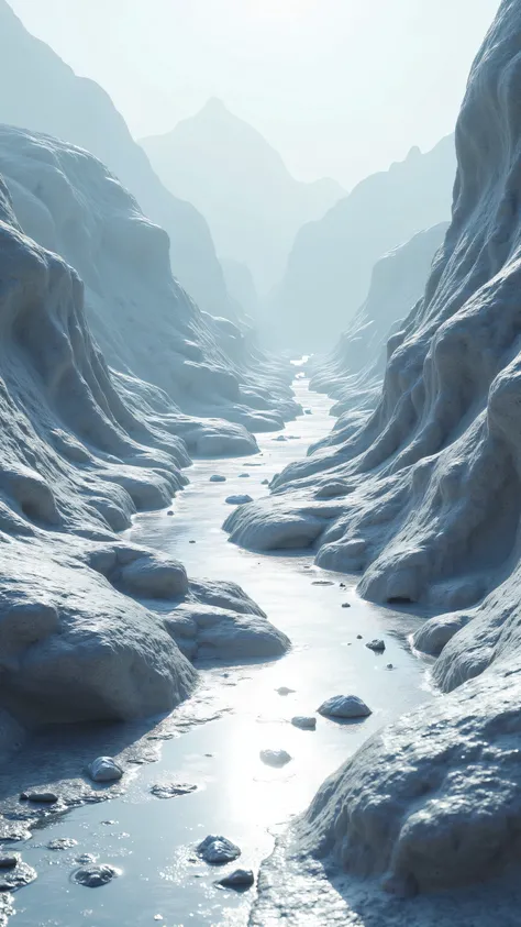 **Prompt:** Imagine a prehistoric Environmental aluminium world scenery where the liquid stream aluminium metal flowing over the prehistoric Environment. Scrap aluminium metallic stones scattered over the aluminium world scenery. Realistic texture depth sc...