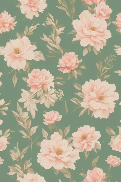 Create a seamless floral wallpaper design featuring delicate hand-drawn flowers in soft pastel tones. The pattern should be elegant and soothing, ideal for home interior walls. Use a harmonious color palette with gentle contrasts, incorporating botanical e...