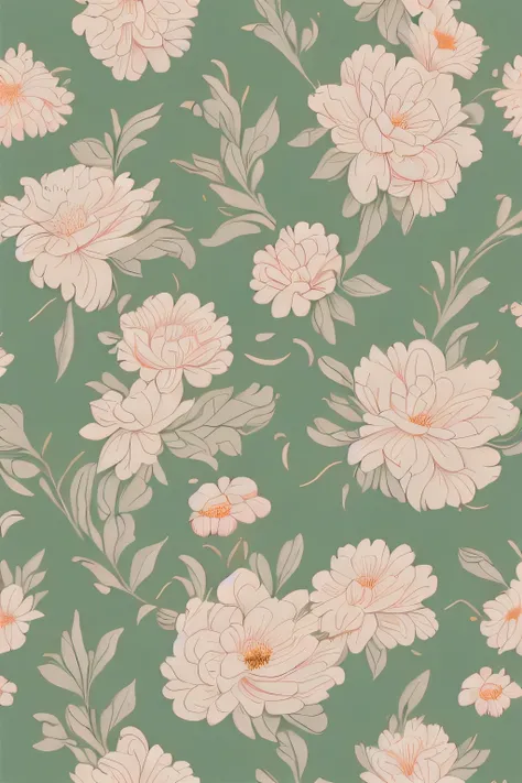 a close up of a flower pattern on a green background, floral pattern, floral wallpaper, flowery wallpaper, flowery, ornate floral, pastel flowery background, wallpaper pattern, dark flower pattern wallpaper, floral!, wallpaper design, flower background, fl...