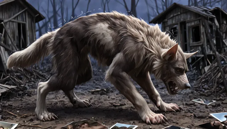 Backside, shot from back, black skin:1.4, human:0.8, Werewolf transformation, mid morfing, long sharp ears, [werewolf: human:0.7], [arms: paws:0.4], [grey human skin: fur: 0.4], detailed fur, gradual fur, spread fur, shaking:1.1, crying, sweating, in pain:...