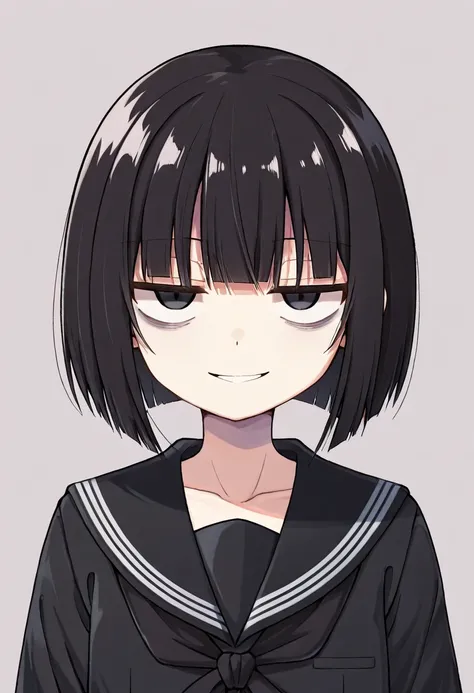 1 girl, alone, black hair, dark eyes, Accurate Eyes, , upper body, Blunt Bang 、bob cut, zitoida , between eyebrows, jitome, middle school student、black sailor suit、sanpaku、 green、look away、Look diagonally downwards、smirks、Bpb1
Traditional media
san...