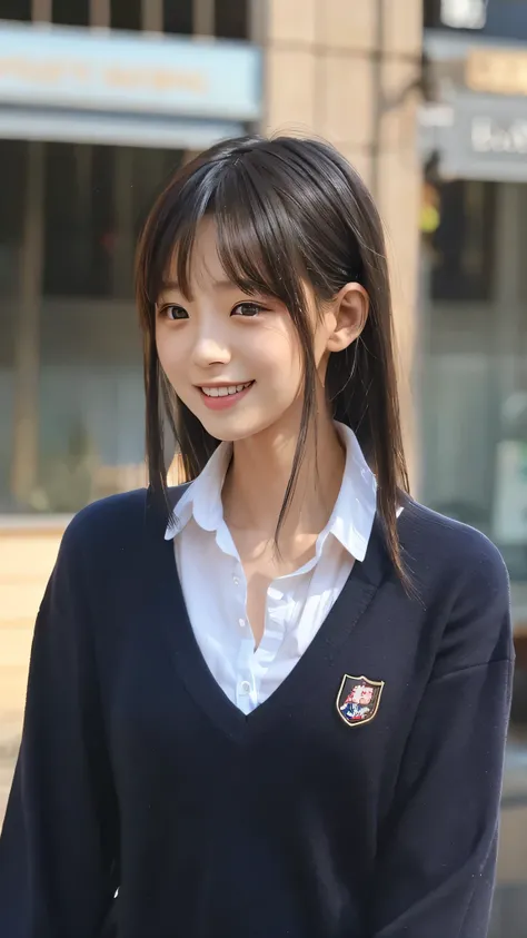 ((top quality))、((masterpiece))、((ultra high resolution with oil))、(( 8K real portrait))、Korean idol style face、Japanese with natural makeup、Nogizaka46、smile、Baby Face、clear、breathtakingly beautiful 18 year old girl。Mr.々 hairstyle、Photo credit：Canon, Lineu...