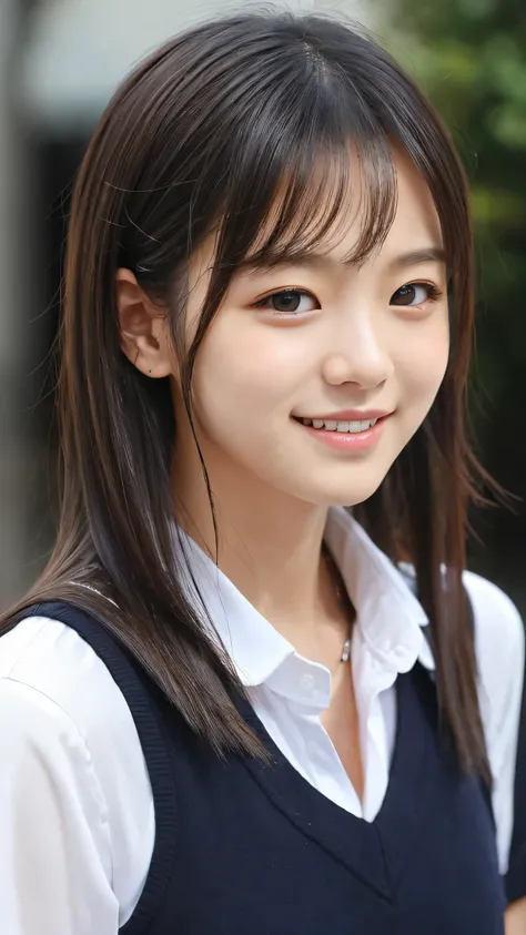 ((top quality))、((masterpiece))、((ultra high resolution with oil))、(( 8K real portrait))、Korean idol style face、Japanese with natural makeup、Nogizaka46、smile、Baby Face、clear、breathtakingly beautiful 18 year old girl。Mr.々 hairstyle、Photo credit：Canon, Lineu...
