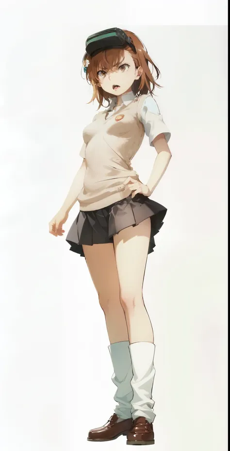 Misaka_mikoto, very angry expression, furious, yelling, angry brown eyes. parted lips, pretty teeth, tongue, pretty face