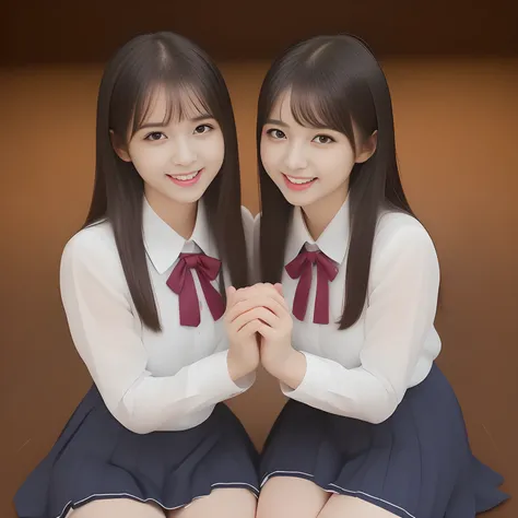 (masterpiece, best quality:1.2), High resolution, 1080P, 8K, 1girl, solo, (((Too beautiful Two zinomy noble lovely idols)) are seated on the viewer's leg and caressing the viewer together. Beautiful face looking down. All the girls are noble, neat, intelli...