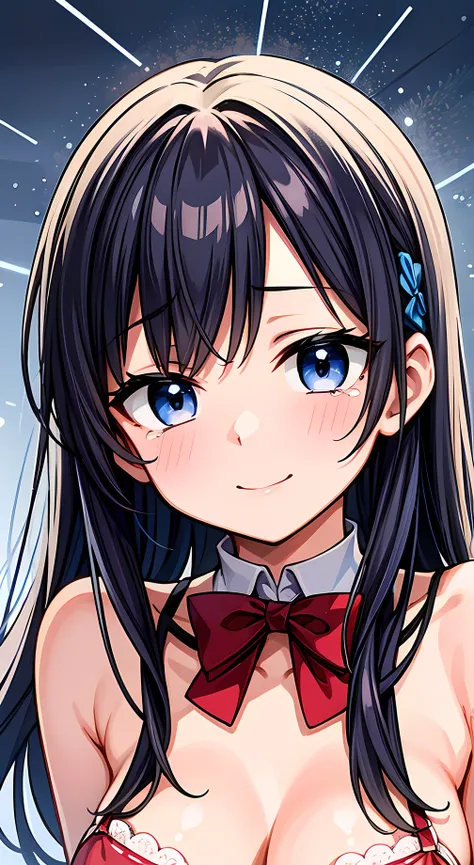 mystical light particle effect, manga influence, very beautiful detailed body, cute, Close-up photo of a woman wearing a bow tie, realistic Young Gravure Idol, young sensual gravure idol, Young cute gravure idol, young skinny gravure idol, Young Gravure Id...