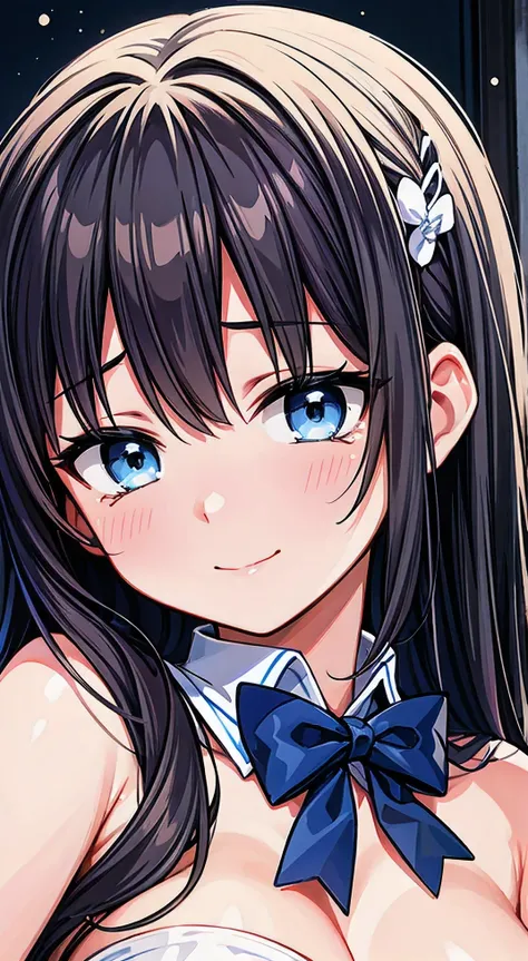 mystical light particle effect, manga influence, very beautiful detailed body, cute, Close-up photo of a woman wearing a bow tie, realistic Young Gravure Idol, young sensual gravure idol, Young cute gravure idol, young skinny gravure idol, Young Gravure Id...