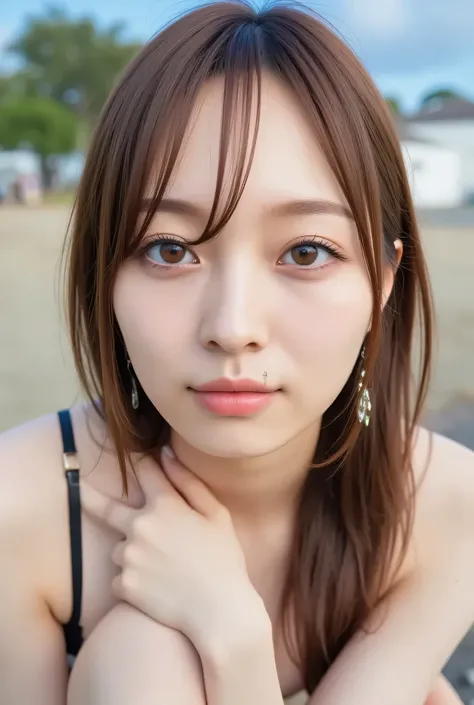 Watch NSFW's 1 .2, from below:1.4,Front focus:1.5,(8k RAW photo,Live Shooting, best quality, masterpiece:1.37), Extreme light and shadow, full body shot :1.5, Detailed clavicle, thin due to small things necklace, earrings for a woman alone,(( 1 girl)), Jap...