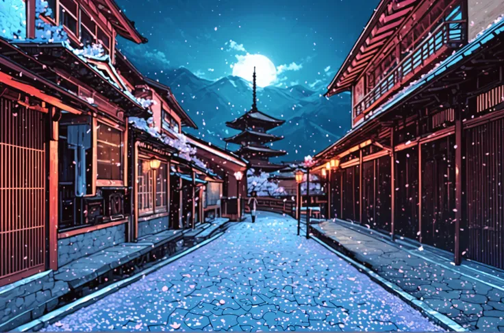 Create a jigsaw puzzle illustration with cherry blossoms blooming on this image