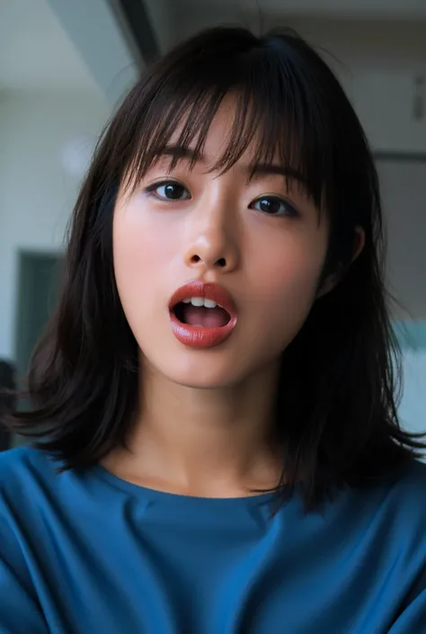 1 girl, debris flies,,Award-winning photo, very detailed, edge orgasm , Her Nipples Stand , ( Woman with her mouth open and eyes closed ), 30 years old、 black hair、 Shiny skin without hands and feet、 Table Top , from below、Realistic nostrils、 L...