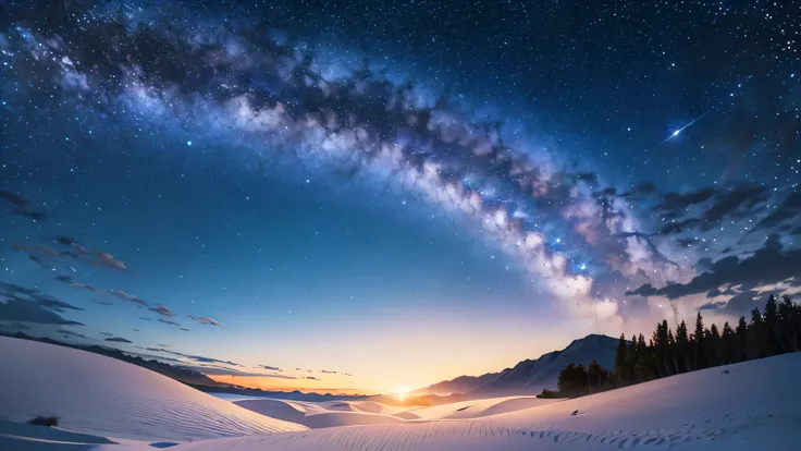 anime、(masterpiece:1.2),(Unreasonable:1.2),high resolution,very well detailed, Breathtaking Artwork ,Starry Sky Themed Artwork、white sands、The Cat Who Sees the Stars、Black Silhouette、Gazing at the sky、beautiful effects、Light Production 、shooting stars