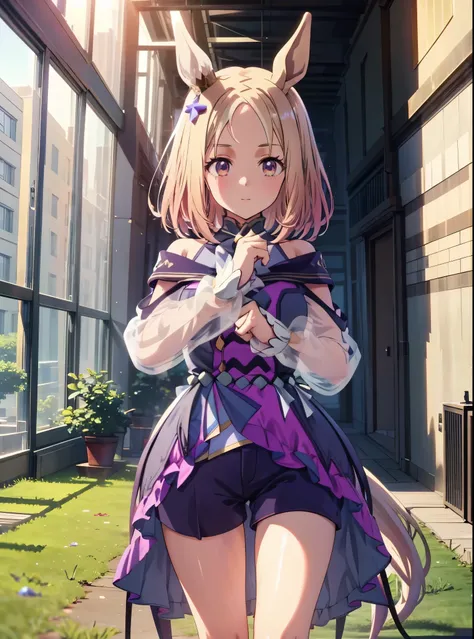  Narita Top Road  \(Uma Musume\), 1 girl, Alone, anime style，cute girl,best quality, super detailed, anime style，8k, high resolution, detailed face, （（Upgraded images of characters）），（（from below），（（ angles that make you look up）），（（ shy face）），（ standing ...