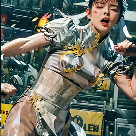 , orgasm face, Please draw, Belted, directly hitting the enemy's special move, Photo realistic, damage, hyperreal, taken with Canon EOS, masterpiece, The, camera angle from the side, suffering, My body is stretching straight , my hands hang straight again...