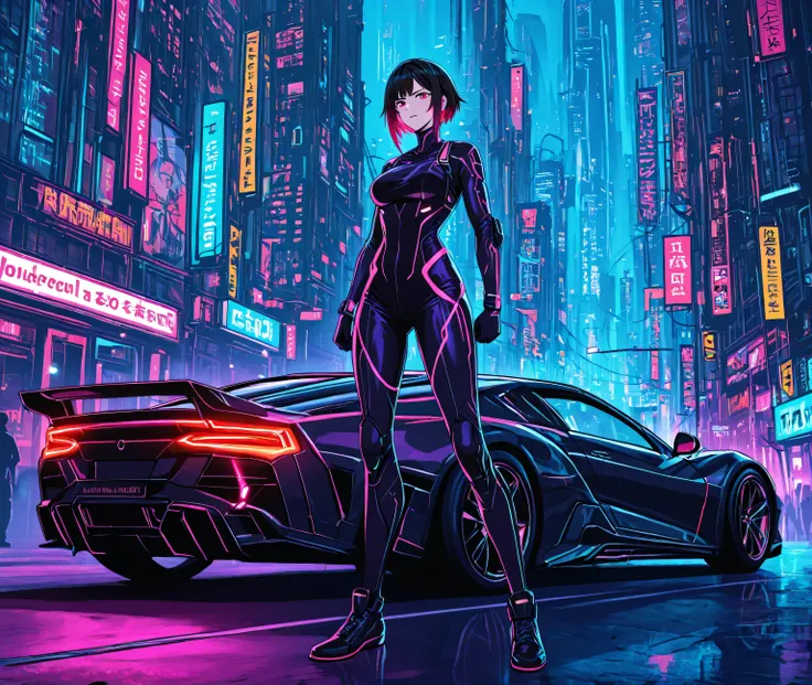 cyberpunk tall and low sports cars