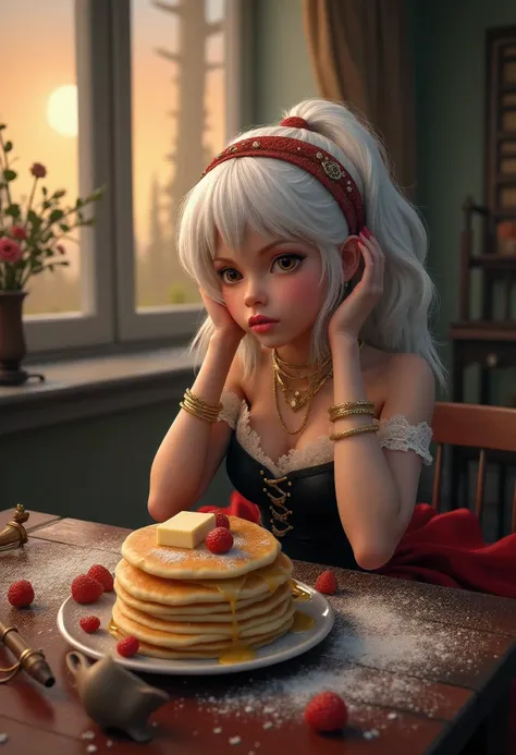 pancake day, detailed pancakes, fluffy golden pancakes, syrup dripping, butter melting, fresh berries, powdered sugar dusting, rustic wooden table, natural sunlight, warm cozy atmosphere, photorealistic, 8K, HDR, studio lighting, physically-based rendering...