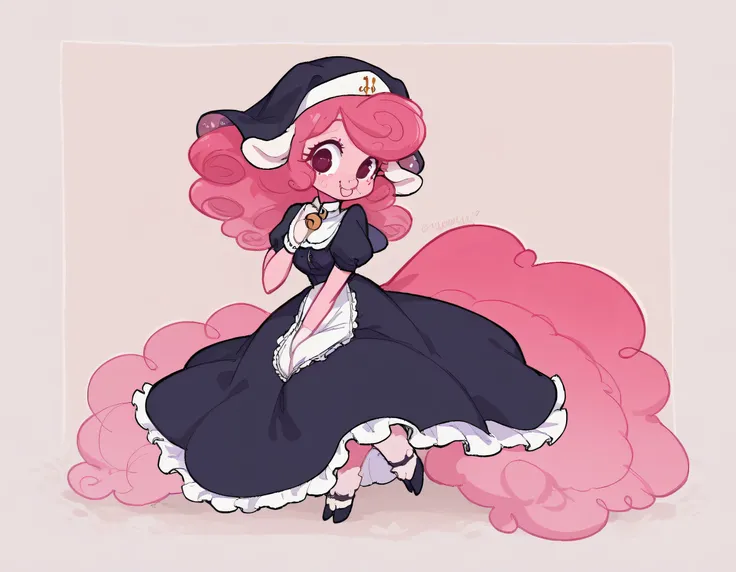 best quality, very detailed illustration , solo, ( Anthropomorphic furry sheep:1,7) , ruffled voluminous bouncy hair , playful look, delgado, ideal body, thin waist , wide hips, simple drawing, Artifyber style , pastel flat colors , beautiful, cartoon ,sol...