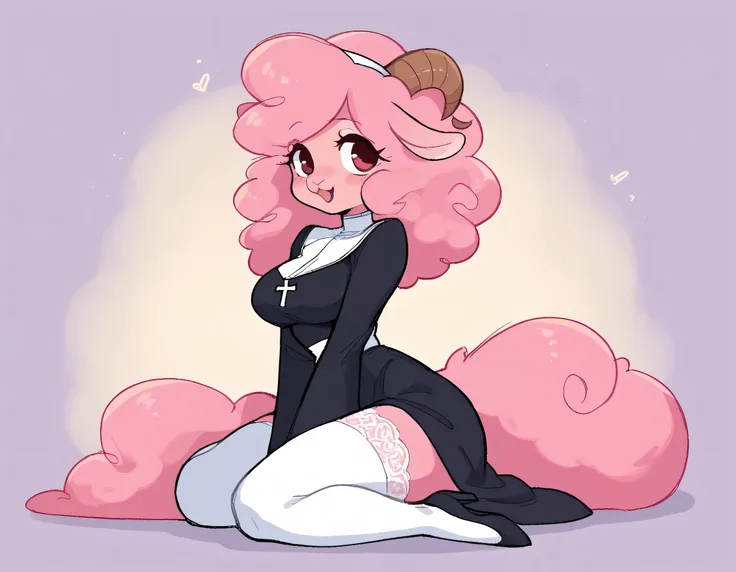 better quality, very detailed illustration , solo, ( Anthropomorphic furry sheep:1,7), ruffled voluminous bouncy hair , playful look, delgado, ideal body, thin waist , simple drawing, Artifyber style , pastel flat colors , beautiful, cartoon ,solo, short c...