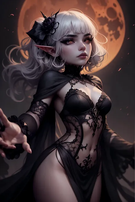 (Ultra-detailed face, Looking away, Gothic Illustration, Dark tone colors.), BREAK
(Lakeside at midnight with the black moon shining. Midnight. Fantastic. Mysterious. Elegant.), BREAK
(The dark elf astrologer turns her back, twists her body, and gracefu...