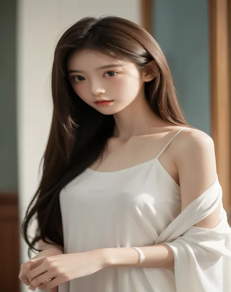 (Photorealistic),(Masterpiece),(ultra-detailed),a very close shot of very pretty tall idol girl but so busy that she had starved for a month so very close to fainting but somehow stays conscious for her fans and has extremely thin and weak and fragile feeb...