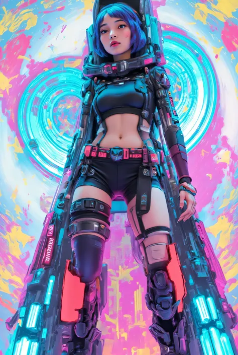 best quality,masterpiece,illustration,1 girl,alone,full body,fox ears,Mecha,Machine,Gym suit and bloomer ,blank background,Mechanical leg,(Fluorescent:1.5),(Laser Violet:1.1),Foxfire,Fluorescent、weapons、weapon、16k,(detailed background:1.1)、 anime style、(De...